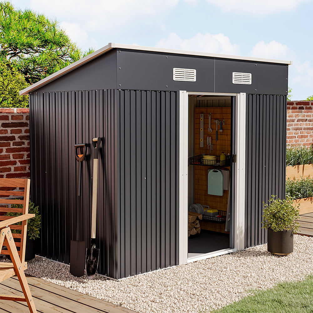 Metal Compact Sliding Door Garden Shed for Garden Patio