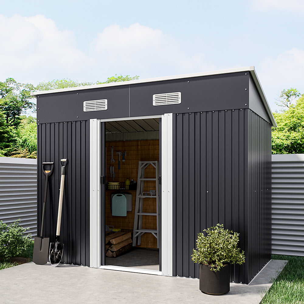 Metal Compact Sliding Door Garden Shed for Garden Patio