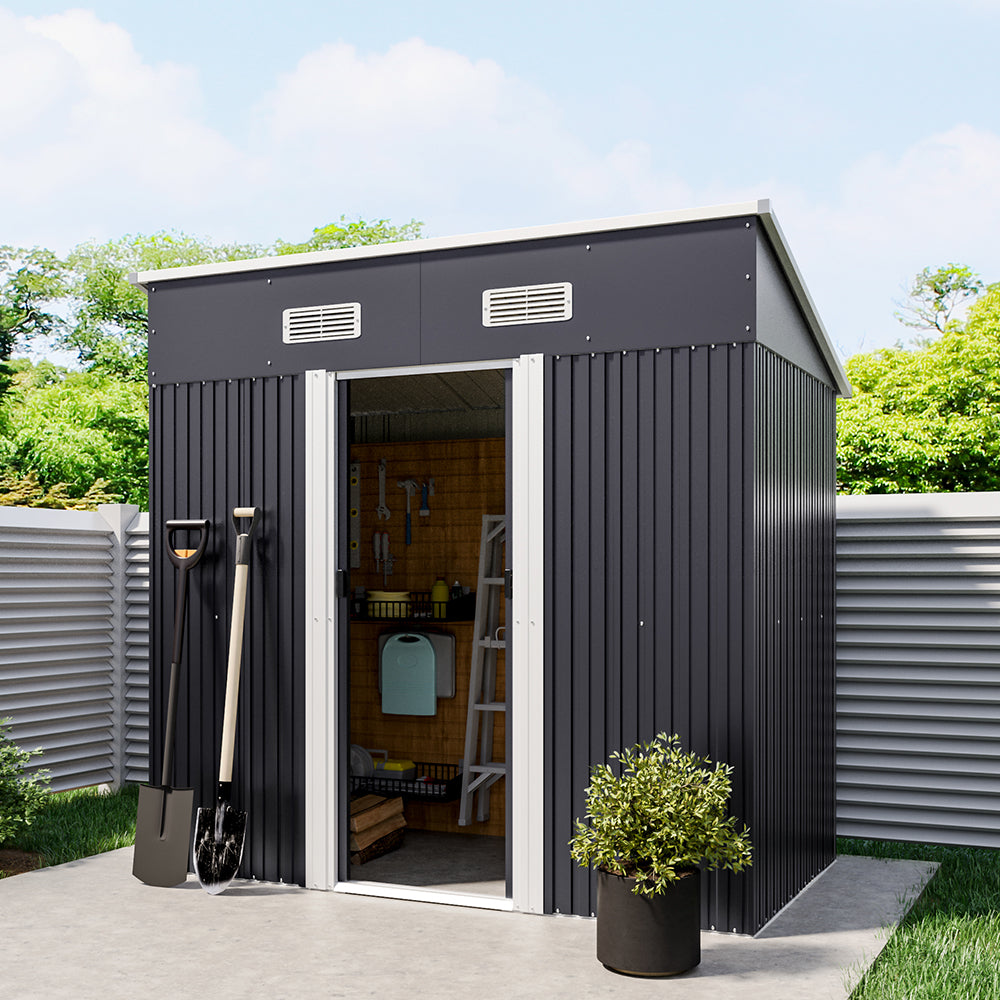 Metal Compact Sliding Door Garden Shed for Garden Patio