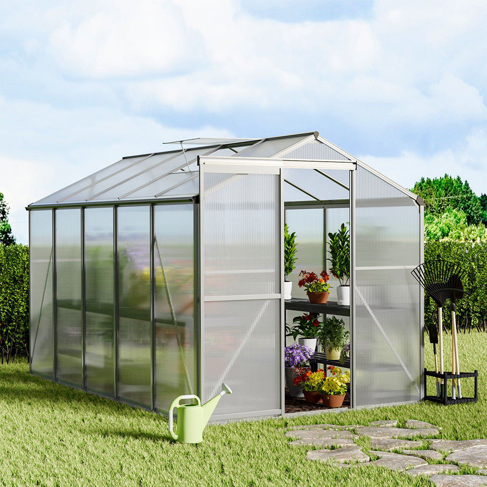 6ft W Garden Aluminium Greenhouse Polycarbonate with Vent