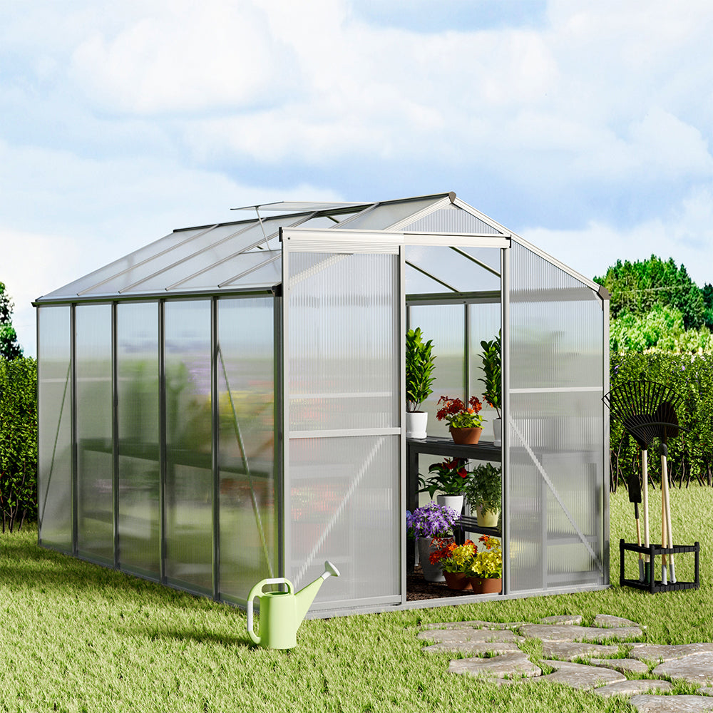 6ft W Garden Aluminium Greenhouse Polycarbonate with Vent