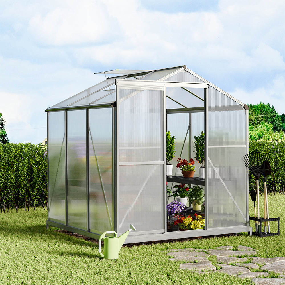 6ft W Garden Aluminium Greenhouse Polycarbonate with Vent