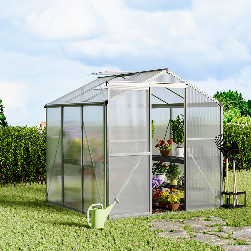 6ft W Garden Aluminium Greenhouse Polycarbonate with Vent