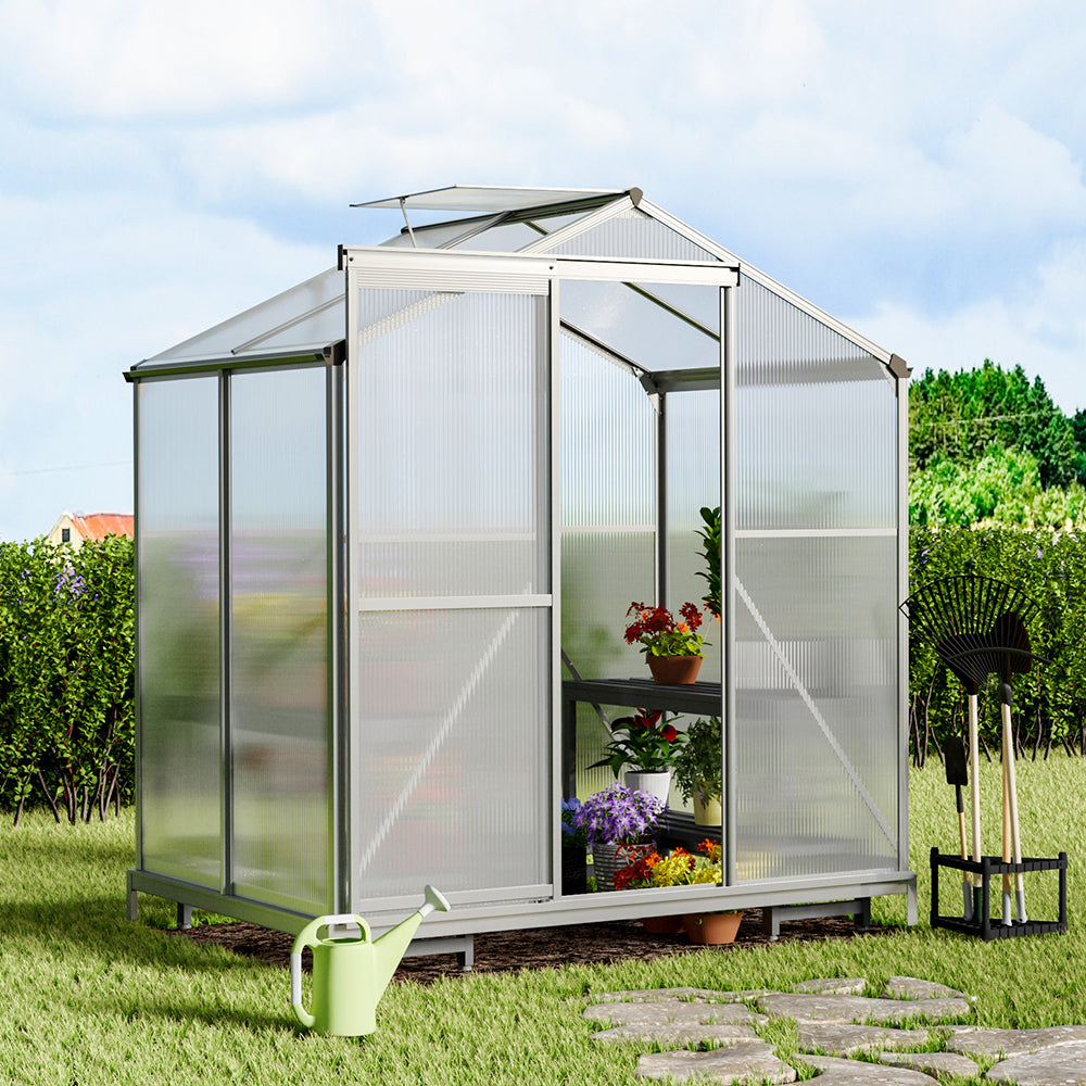 6ft W Garden Aluminium Greenhouse Polycarbonate with Vent