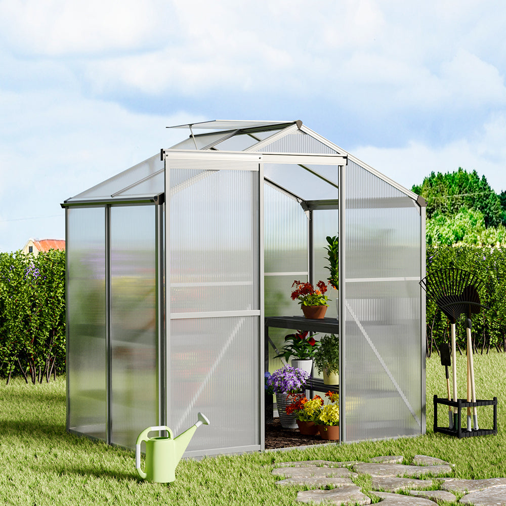 6ft W Garden Aluminium Greenhouse Polycarbonate with Vent