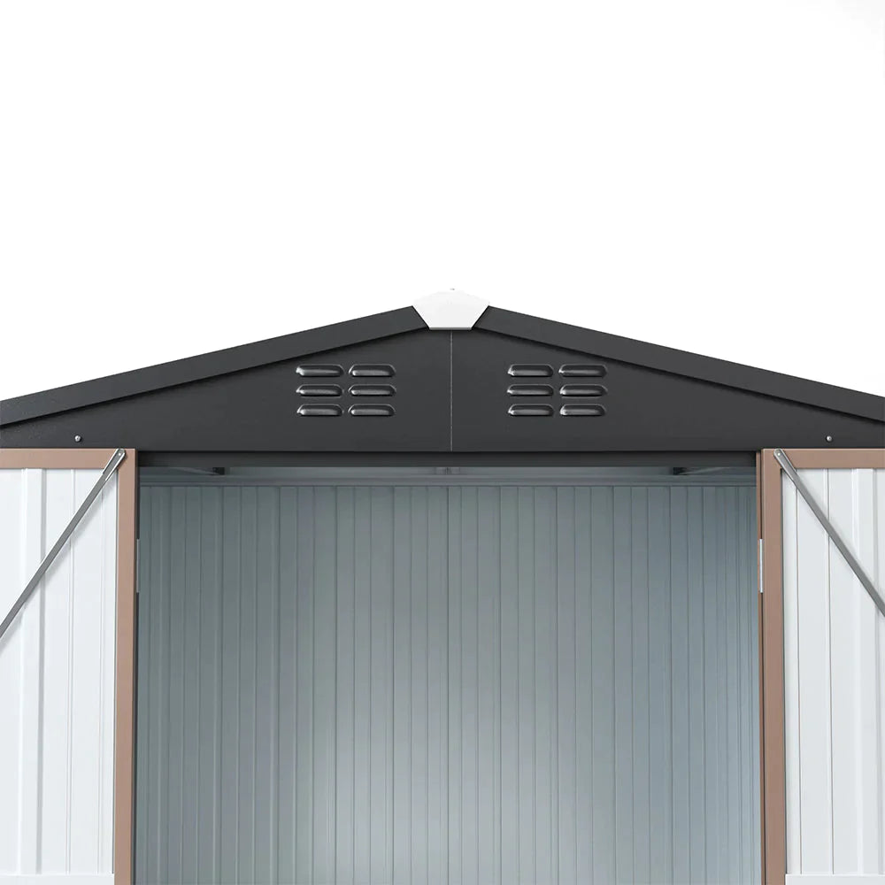 Classic Lockable Brown Metal Shed for Garden Storage