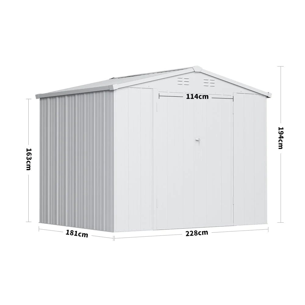 Classic Lockable Brown Metal Shed for Garden Storage