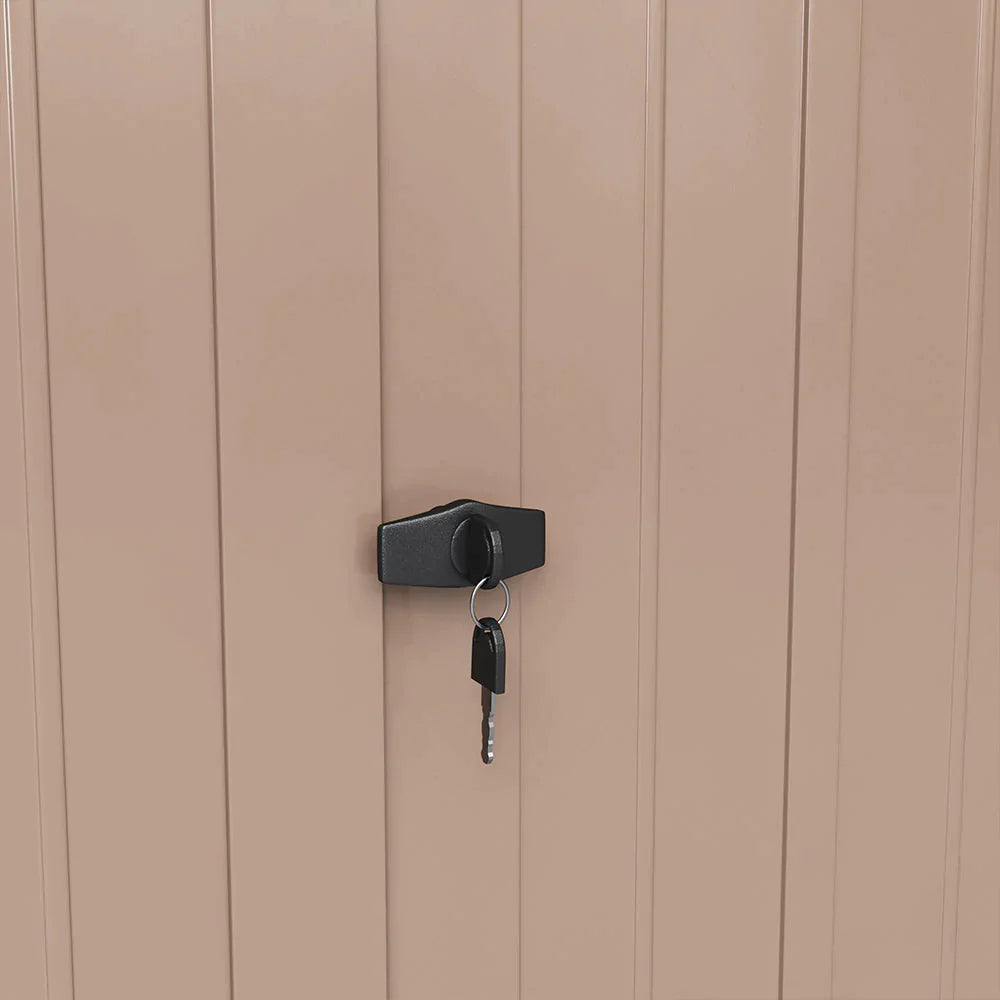 Classic Lockable Brown Metal Shed for Garden Storage