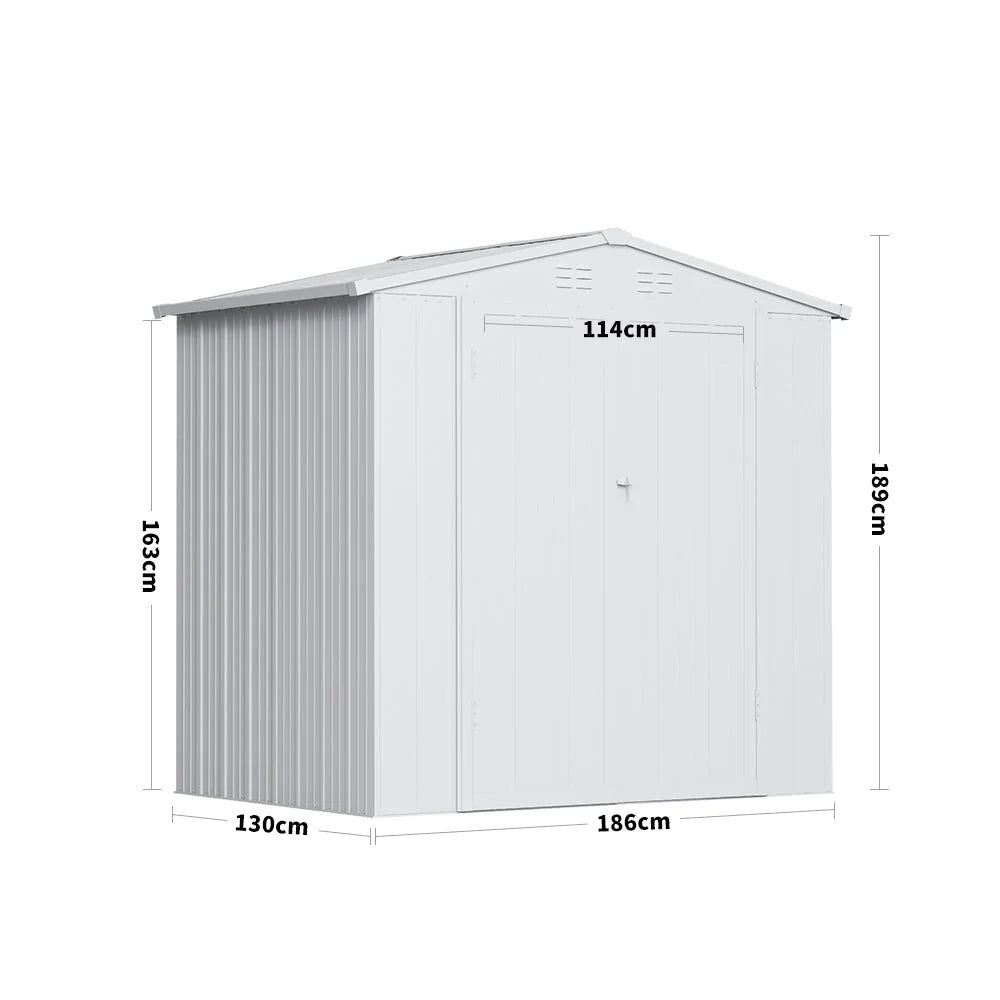Classic Lockable Brown Metal Shed for Garden Storage