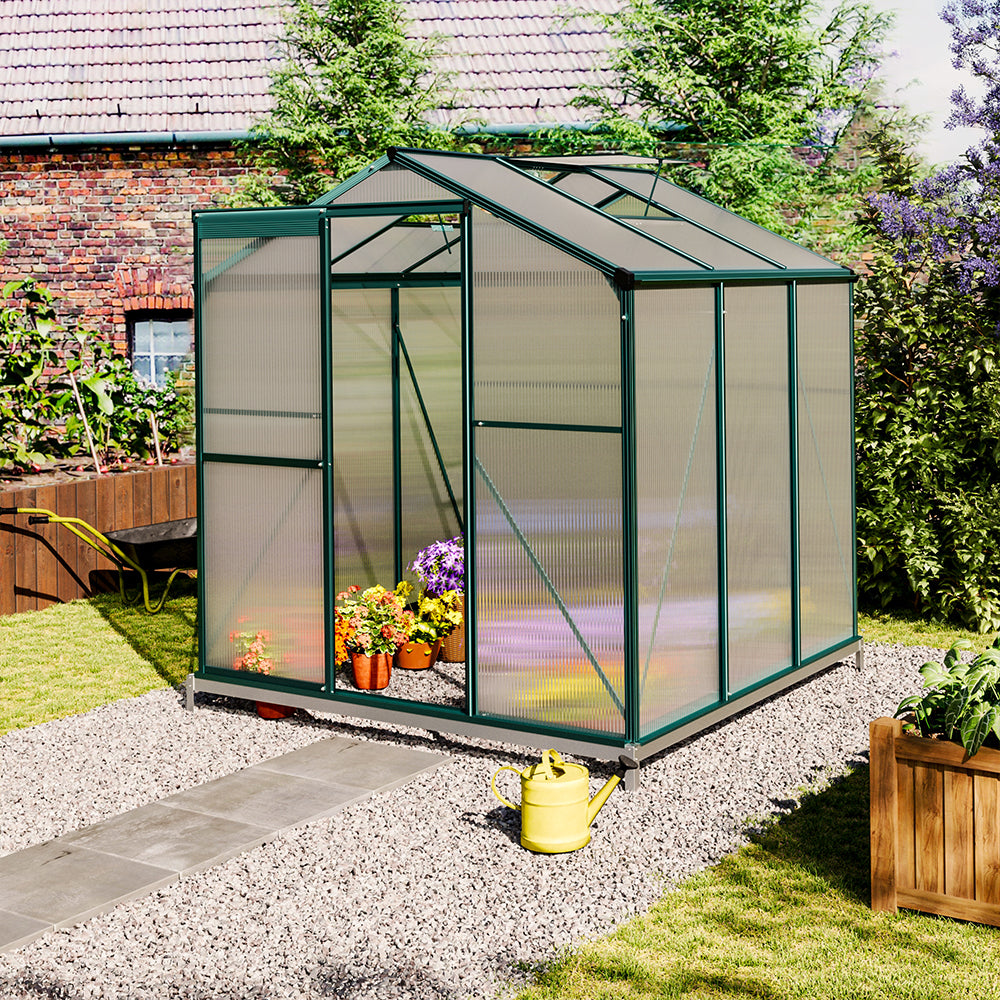 6ft W Garden Aluminium Greenhouse Polycarbonate with Vent