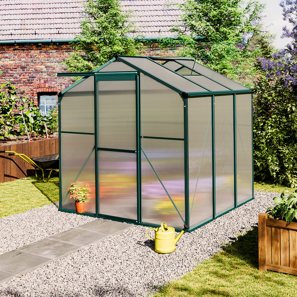 6ft W Garden Aluminium Greenhouse Polycarbonate with Vent