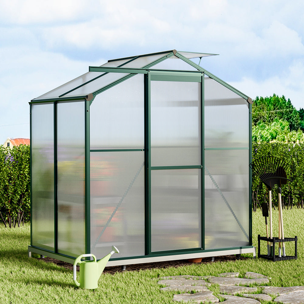 6ft W Garden Aluminium Greenhouse Polycarbonate with Vent