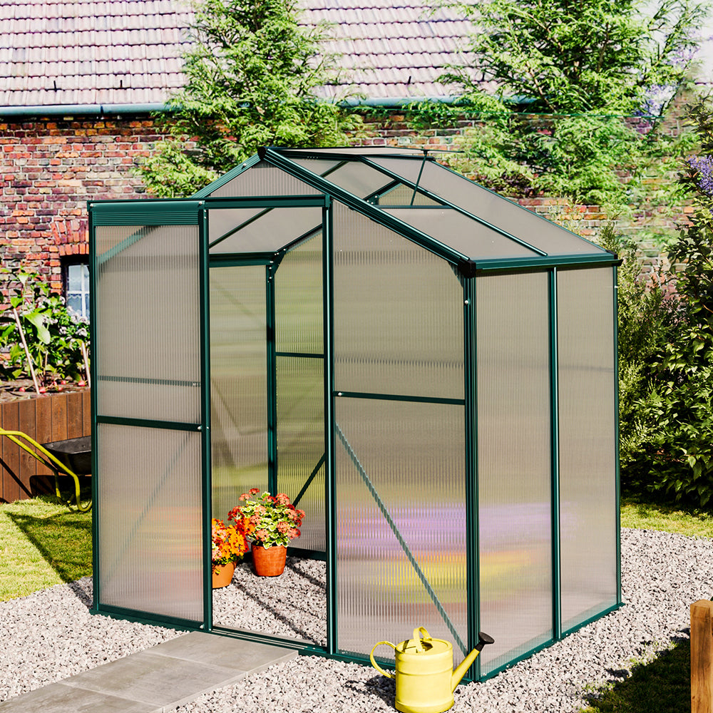 6ft W Garden Aluminium Greenhouse Polycarbonate with Vent