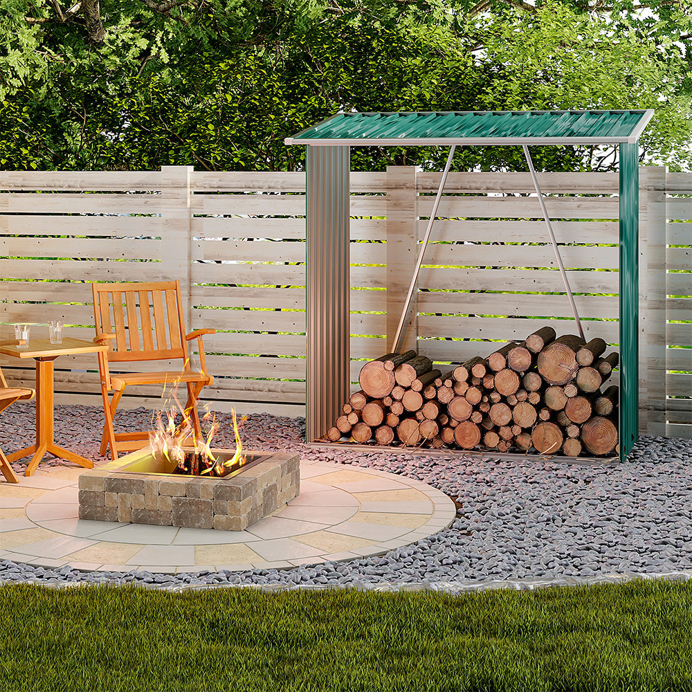 Garden Outdoor Metal Firewood Log Storage Shed