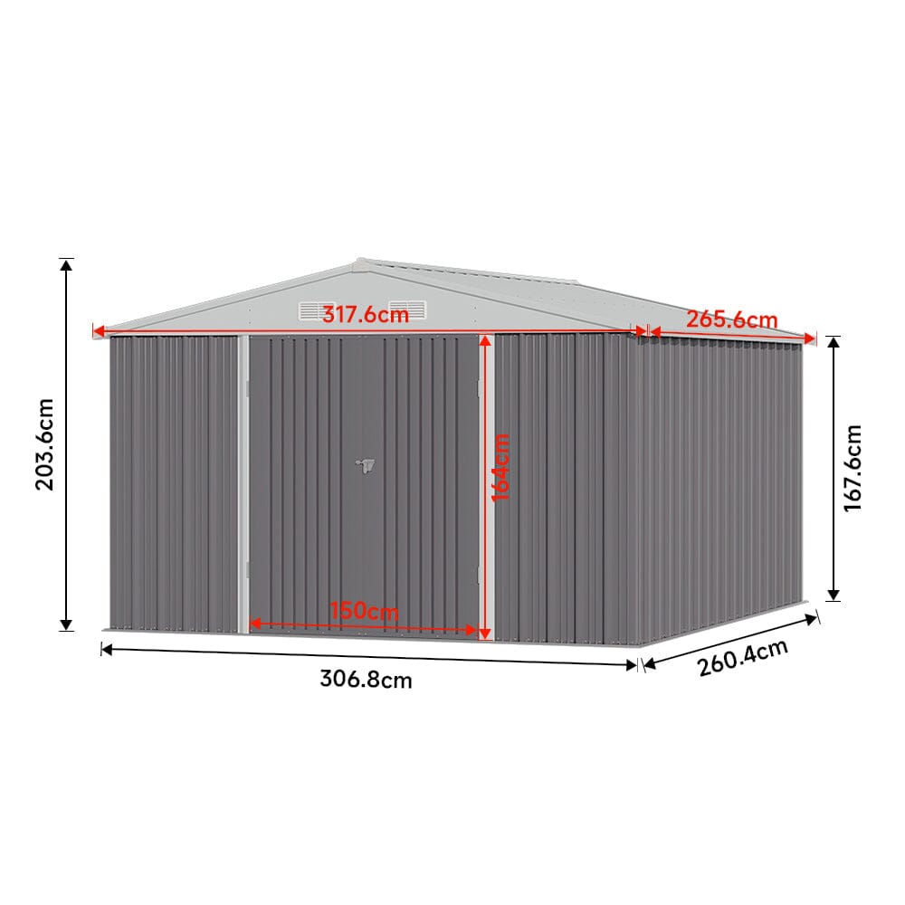 Outdoor Garden Lockable Galvanised Steel Shed