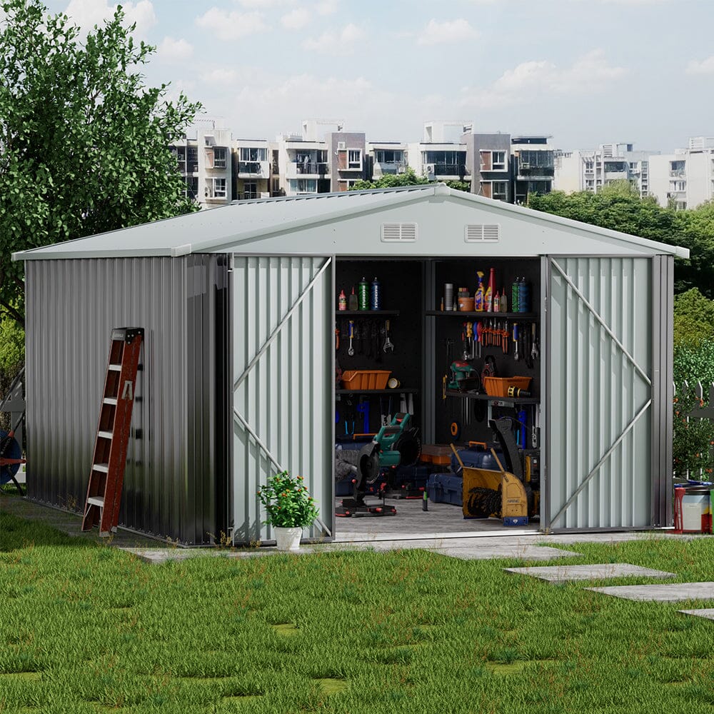 Outdoor Garden Lockable Galvanised Steel Shed