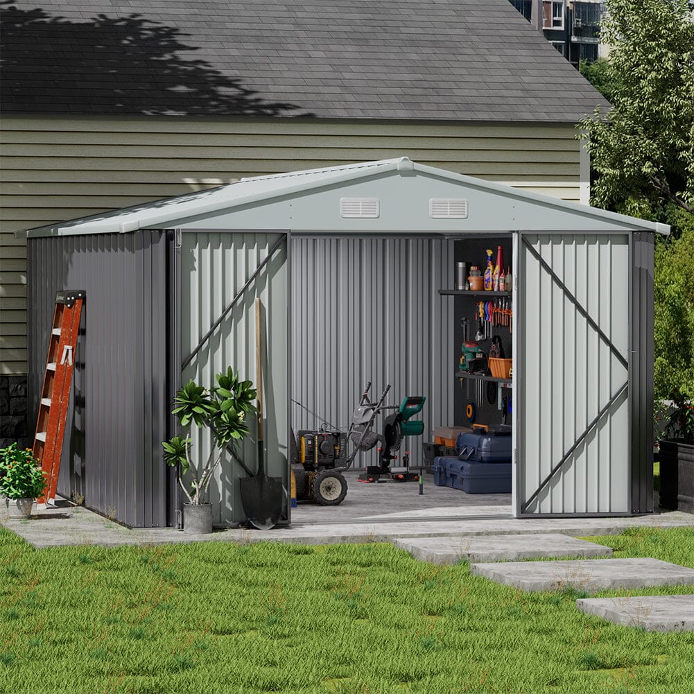 Outdoor Garden Lockable Galvanised Steel Shed