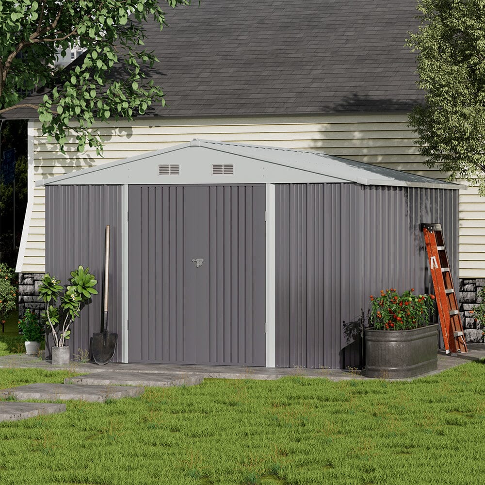 Outdoor Garden Lockable Galvanised Steel Shed