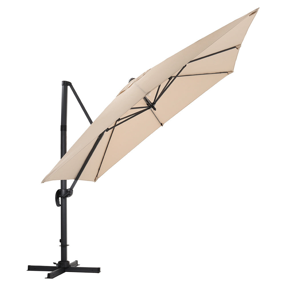 3M*3M Large Garden Parasol Tiltable and Rotating Cantilever Parasol