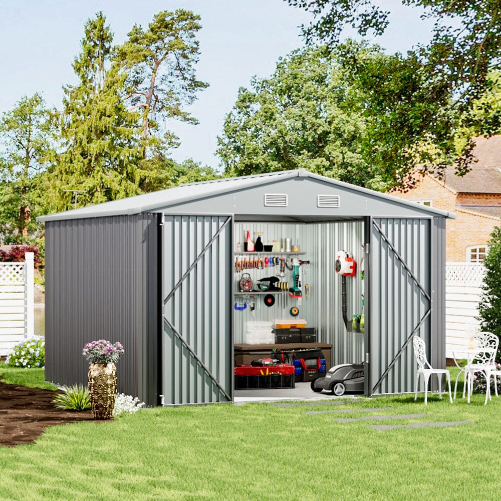 10W x 7H Outdoor Garden Lockable Galvanised Steel Shed