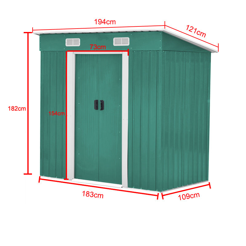 Metal Compact Sliding Door Garden Shed for Garden Patio