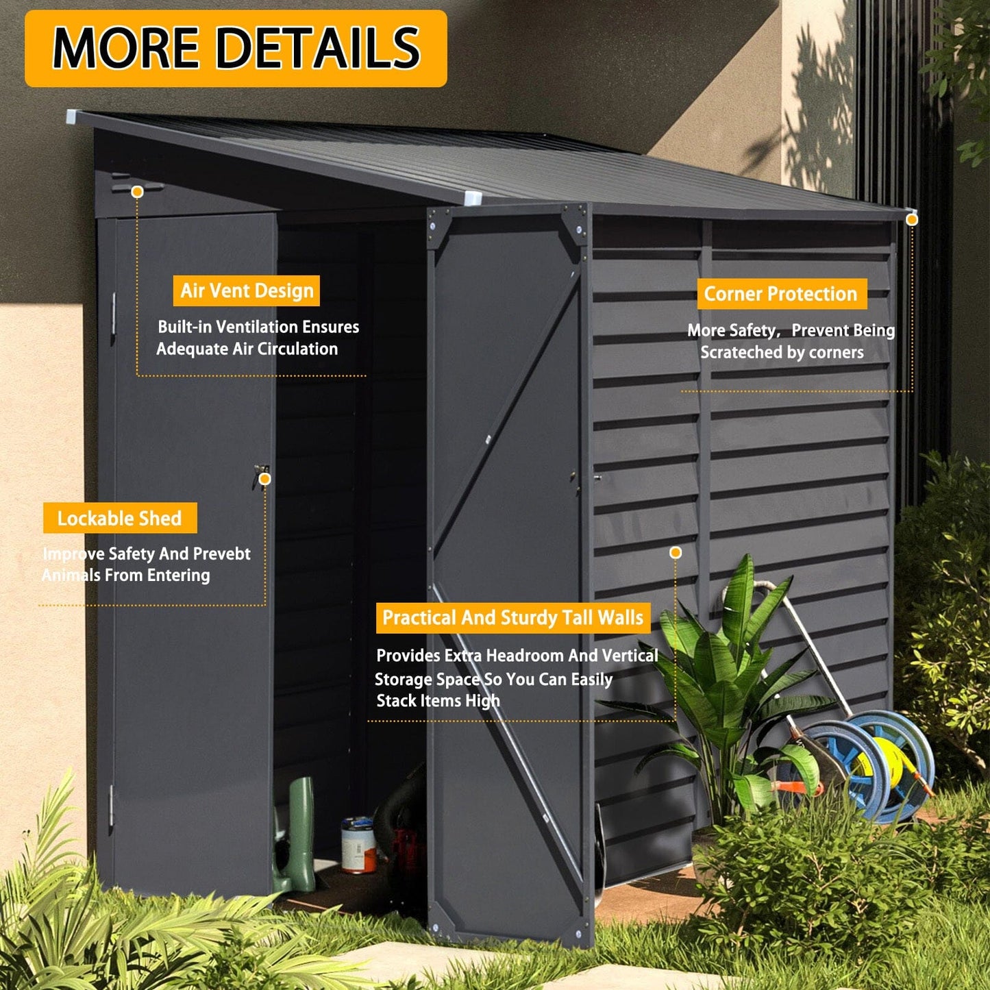 Lockable Metal Motorcycle Storage Shed for Outdoor Storage