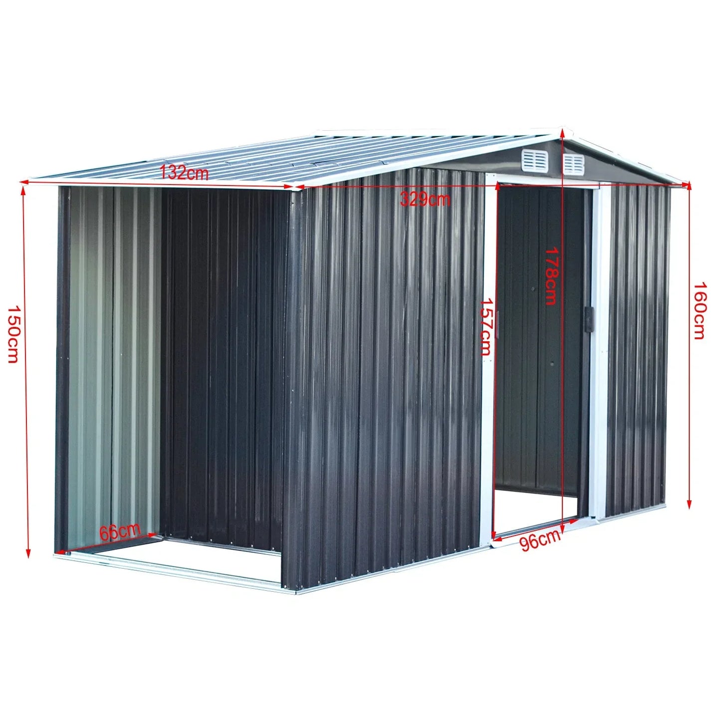 Garden Gable Roof Metal Shed with Log Storage