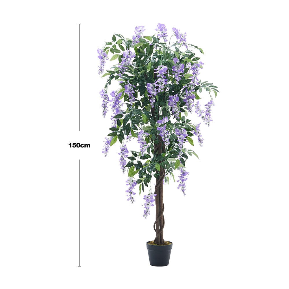 Artificial Greenery Flowering Tree Potted Plant 150cm High