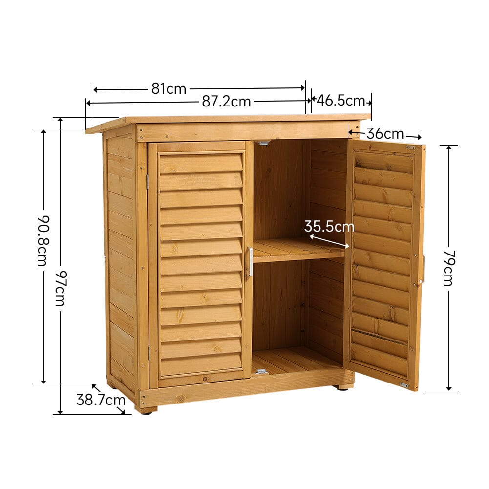 97cm H Outdoor Solid Wood Storage Cabinet Garden Tool Shed