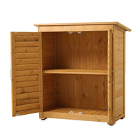 97cm H Outdoor Solid Wood Storage Cabinet Garden Tool Shed