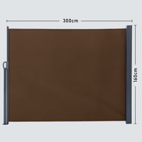 300cm L Outdoor Retractable Privacy Side Awning Grey/Brown