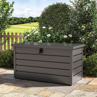 350L Grey Metal Outdoor Garden Storage Box Lockable