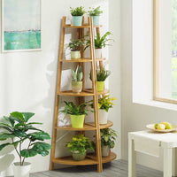 4/5 Tier Corner Ladder Wood Shelf Plant Flower Display Storage Rack