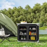 Camping Outdoor Kitchen with 4 Adjustable Feet and 6 Layers