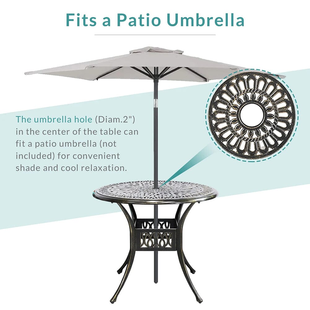 Garden Bistro Table Round Hollow Table with Parasol Hole