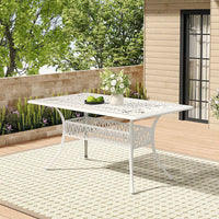 150cm Wide Garden Dining Table Hollow Cast Aluminium Tables White/Black