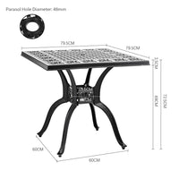 Black Cast Aluminium Square Outdoor Dining Table