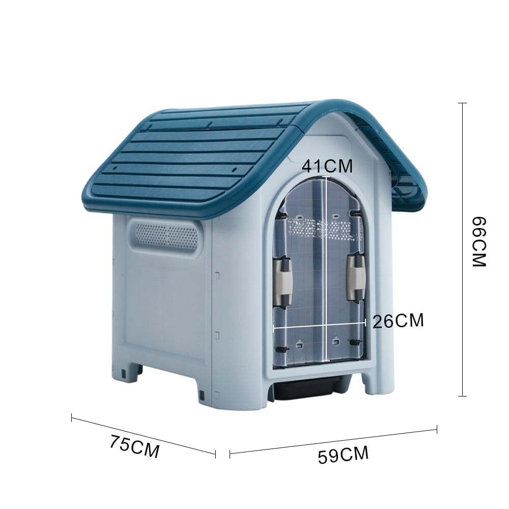 59cm W Blue Durable Plastic Small/Middle Dog House with Ventilation for Outdoor Indoor