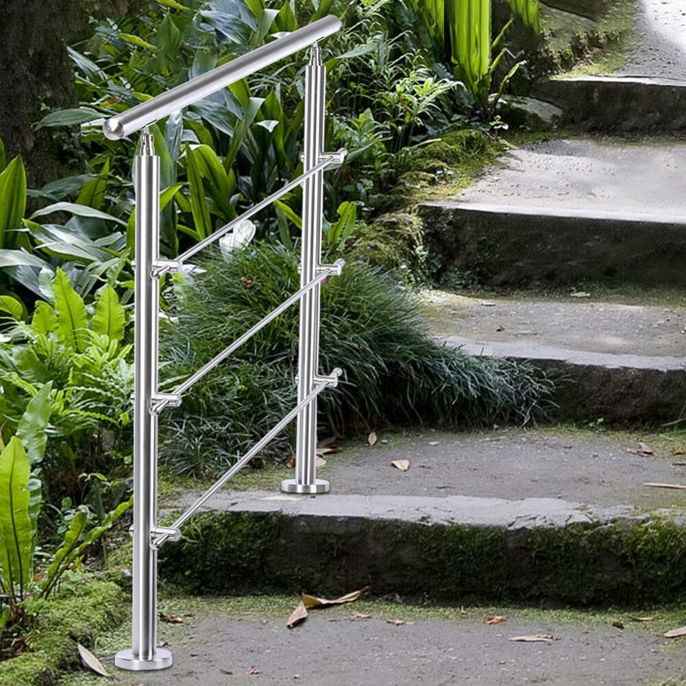 Silver Floor Mount Stainless Steel Handrail for Slopes and Stairs