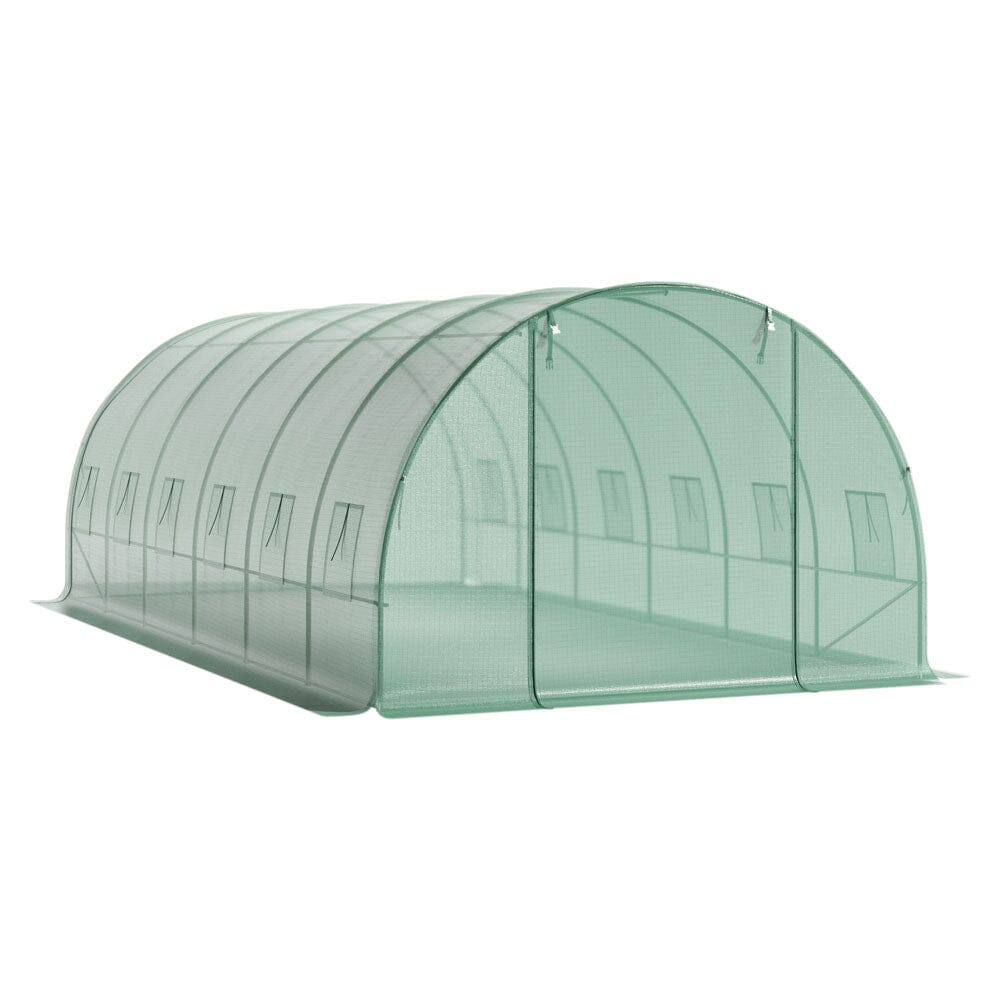 6.5ft H Metal Framed Walk-in Plastic Greenhouse with Windows