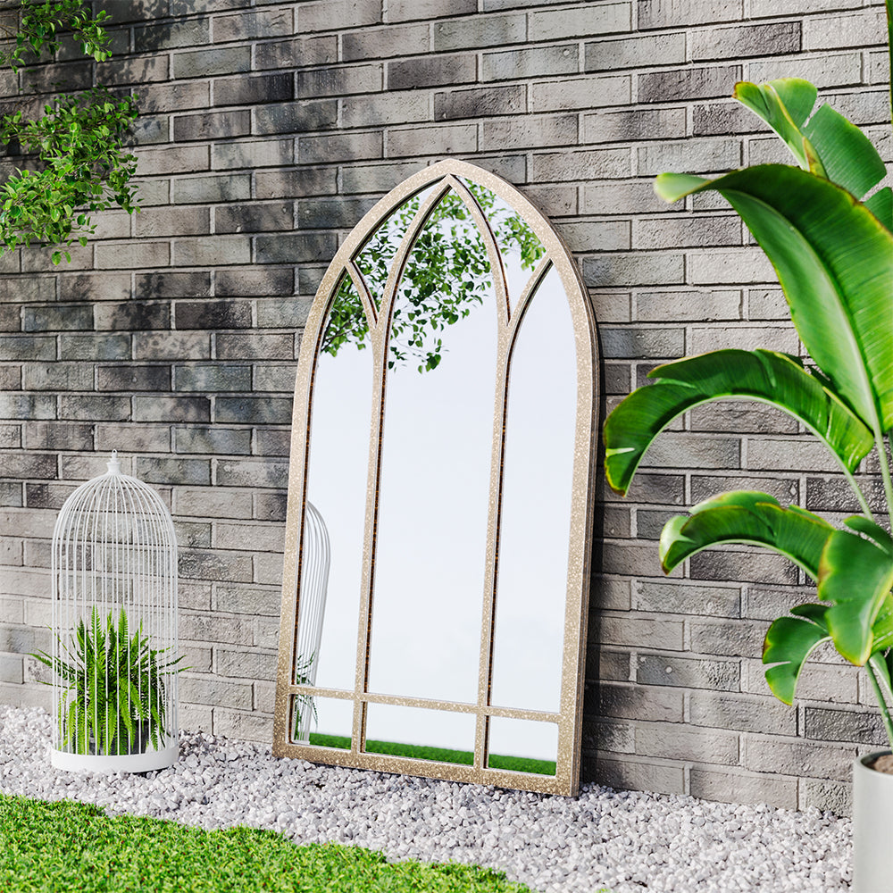 Decorative Metal Arched Garden Window Mirror