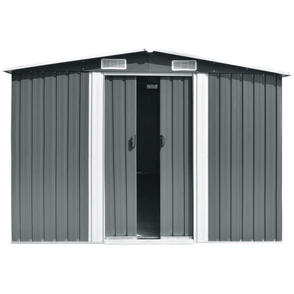 12x10 ft Metal Shed with Gabled Roof for Garden Storage