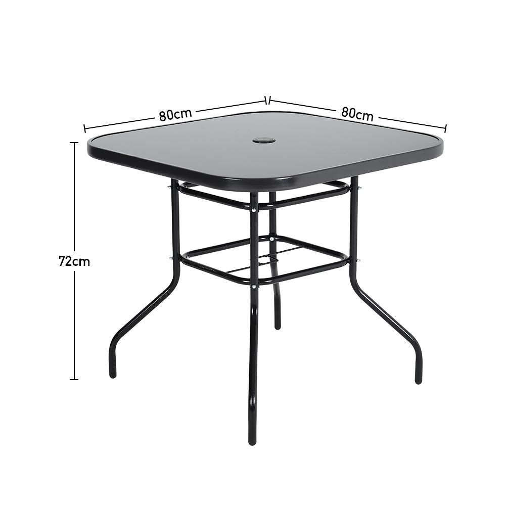 80/105cm Wide Square Garden Table Patio Outdoor Dining Table Coffee Bistro Table