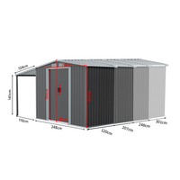 Sturdy Galvanized Steel  Awning Shelter Storage Shed with Hooks & Shelves