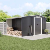 Garden Gable Roof Metal Shed with Log Storage