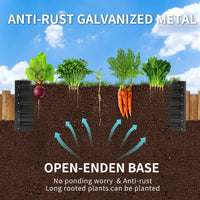 Garden Galvanised Metal Raised Bed 180x90x57cm