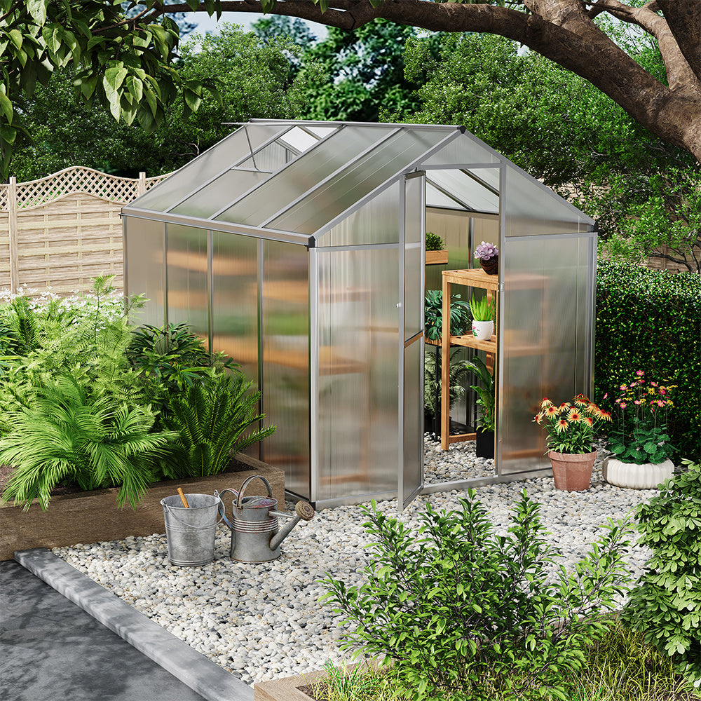 Modern Polycarbonate Greenhouse with Vertical Hinged Door