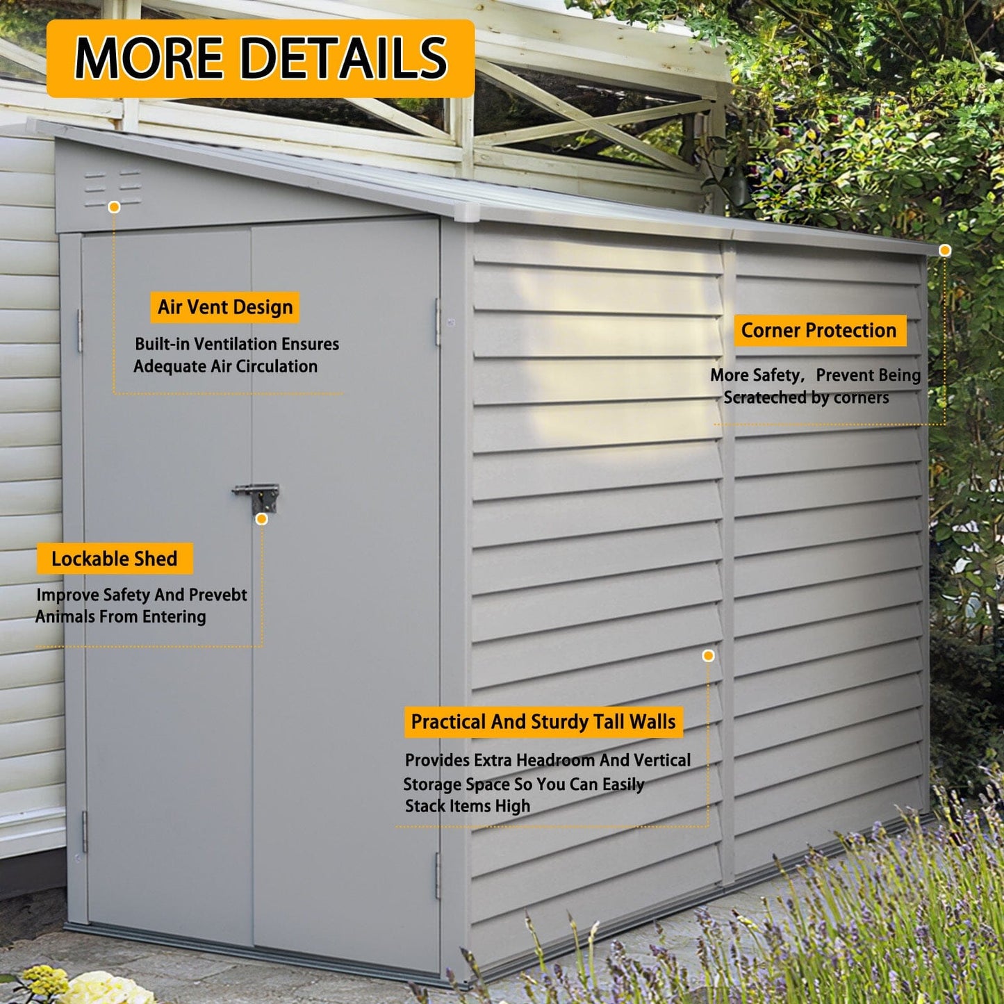 Lockable Metal Motorcycle Storage Shed for Outdoor Storage