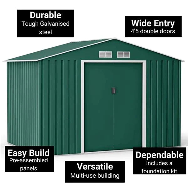 Waterproof 6x8/8x8/10x8 Metal Shed with Gable Roof