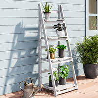 4-Tier Rustic Wooden Foldable Ladder Shelf for Plants